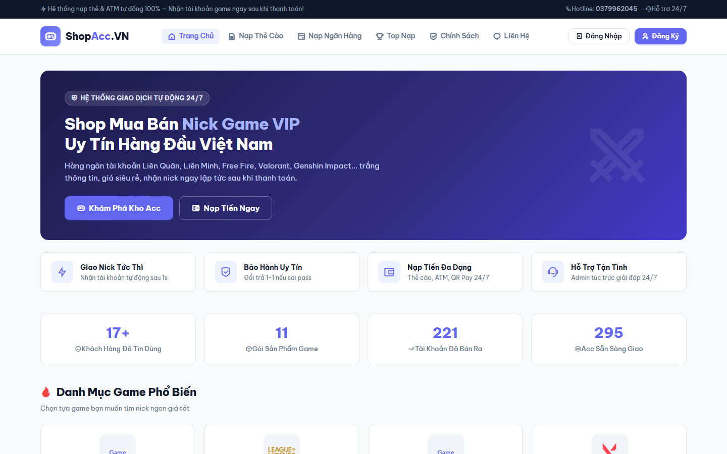 Code Website Bán Tài Khoản Game Full Chức Năng - PHP MySQL