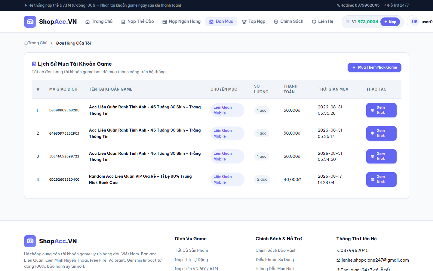Code Website Bán Tài Khoản Game Full Chức Năng - PHP MySQL - Ảnh 5