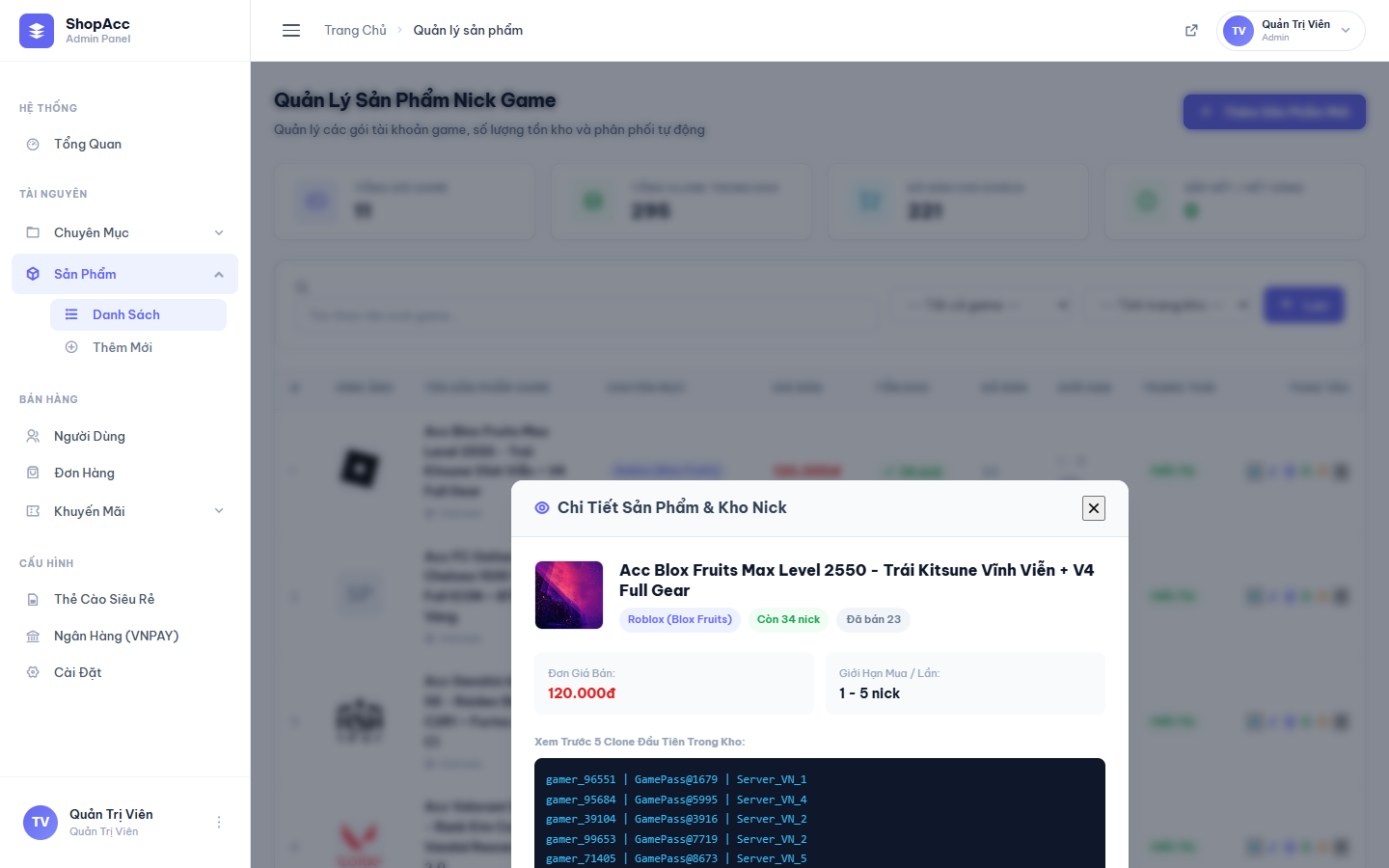 Code Website Bán Tài Khoản Game Full Chức Năng - PHP MySQL - Ảnh 8