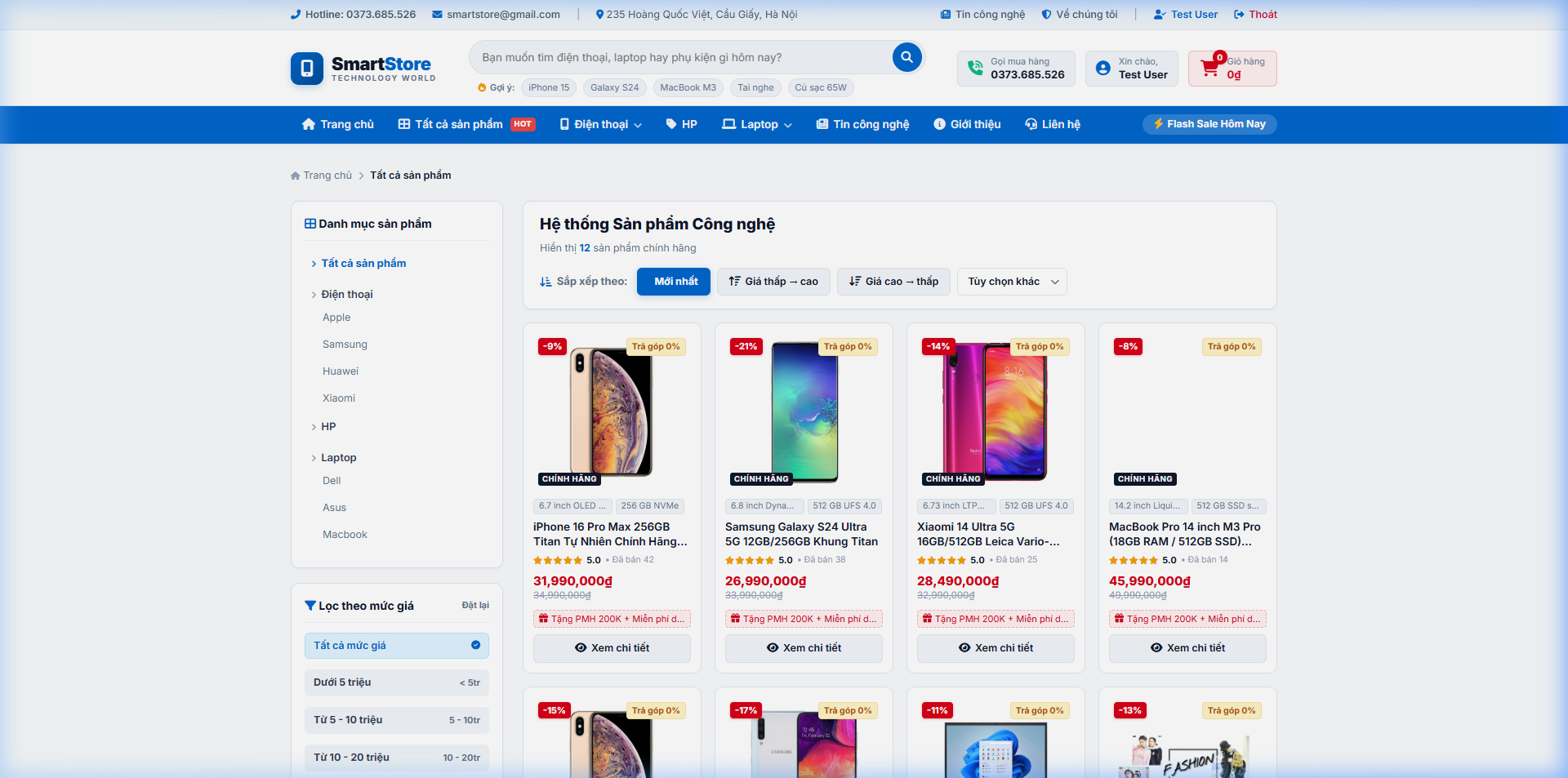 Code Website Bán Điện Thoại, Laptop & Phụ Kiện Tích Hợp Thanh Toán - PHP MySQL Có Báo Cáo - Ảnh 3